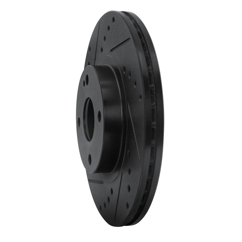 R1 01-05 Mazda Miata Front Left Drilled & Slotted Black Brake Rotor