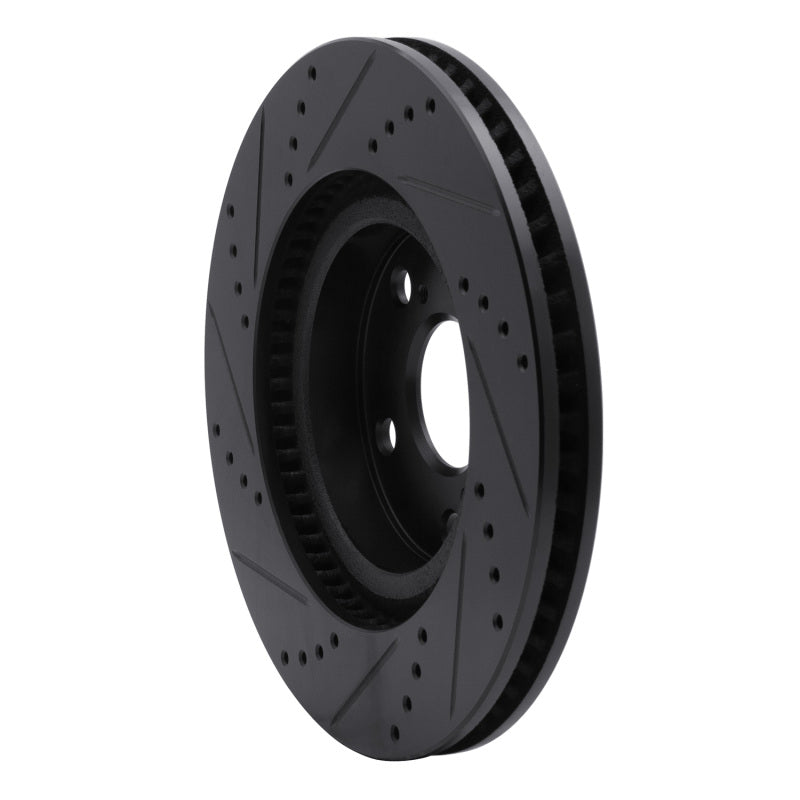R1 07-15 Mazda CX-9 Rear Right Drilled & Slotted Black Brake Rotor