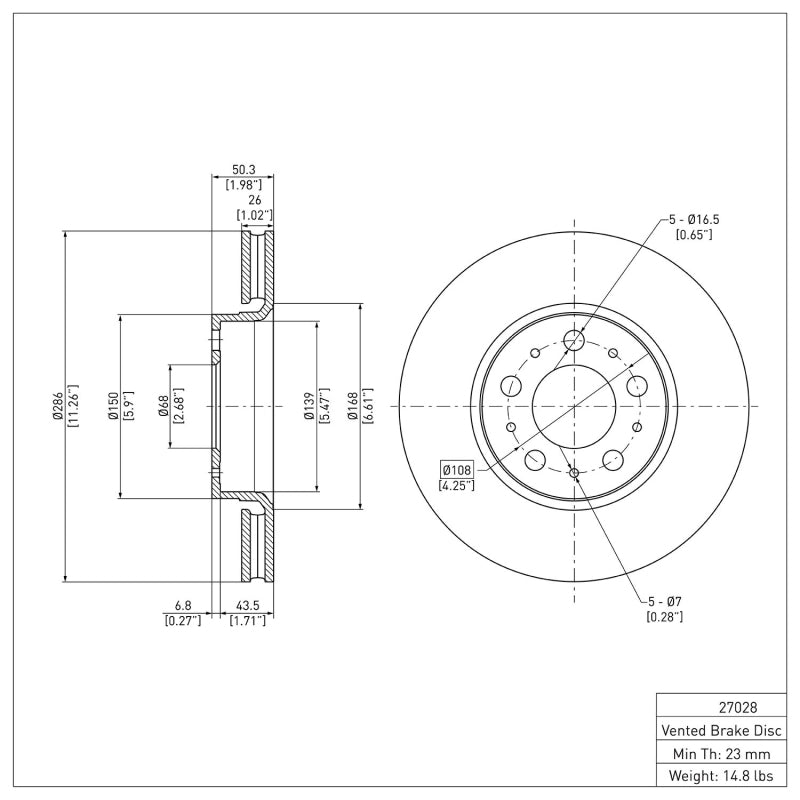 DFC 99-09 Volvo XC70/S60/V70/S80 Front Brake Rotor