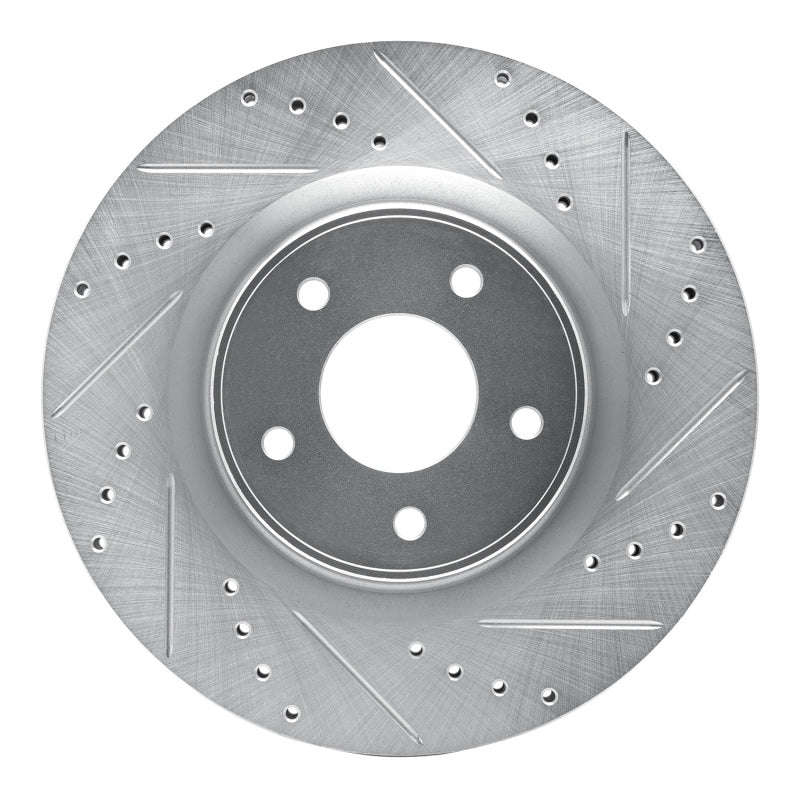 R1 13-25 Infiniti JX35 Front Right Drilled & Slotted Silver Brake Rotor