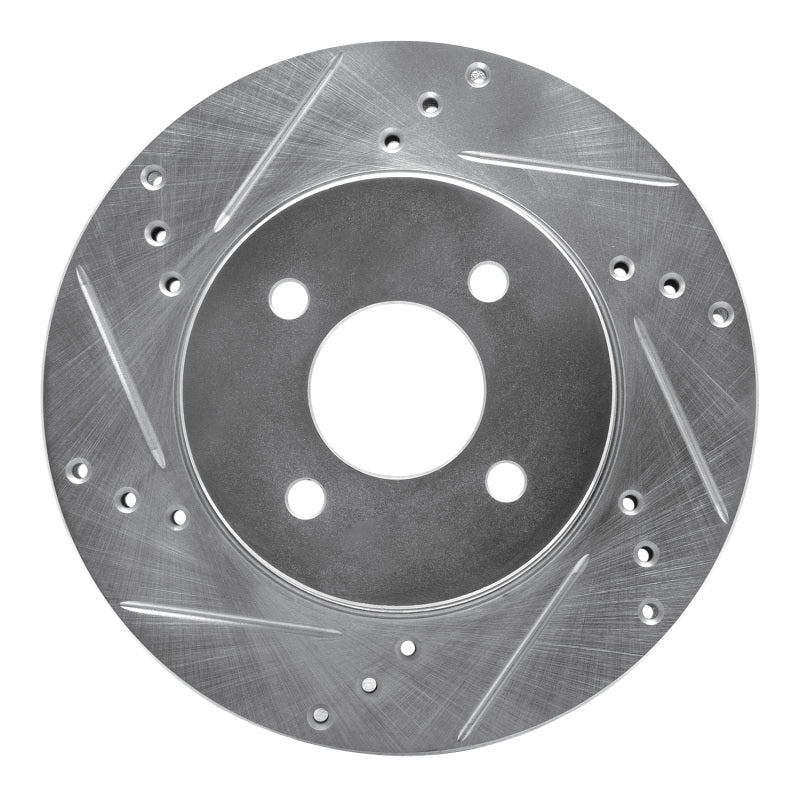 R1 11-25 Nissan Versa Front Left Drilled & Slotted Silver Brake Rotor