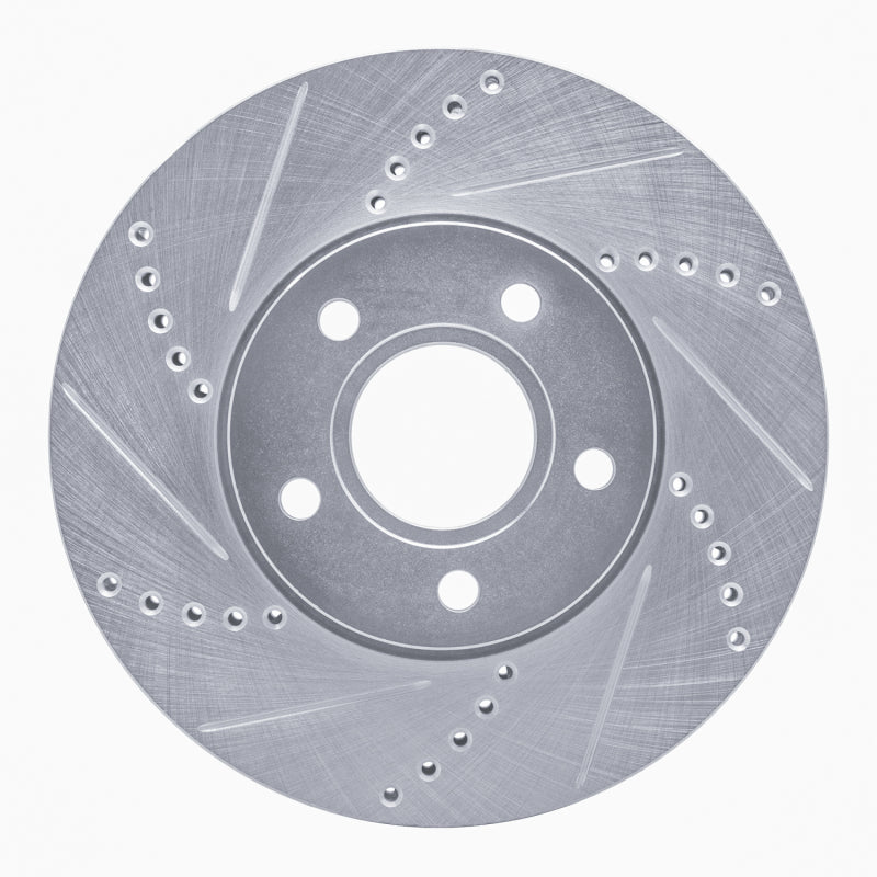R1 12-18 Ford Focus Front Left Drilled & Slotted Silver Brake Rotor