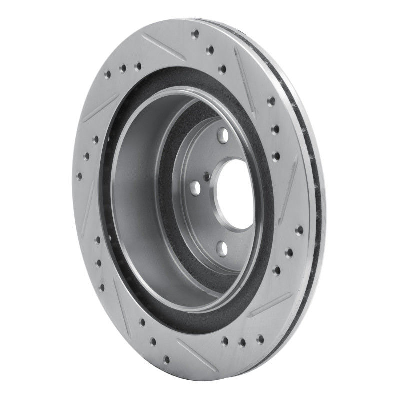 R1 05-09 Subaru Impreza Rear Left Drilled & Slotted Silver Brake Rotor