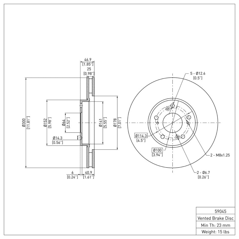 R1 02-15 Acura RSX Front Brake Rotor