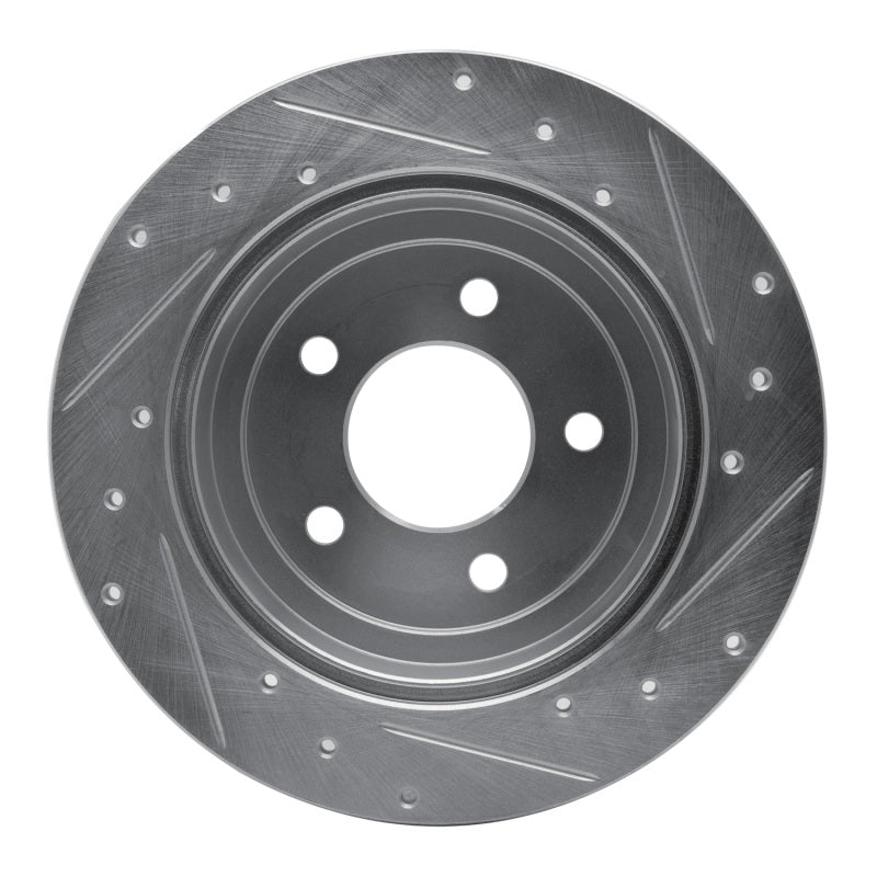 R1 97-07 Chrysler Town & Country Rear Left Drilled & Slotted Silver Brake Rotor