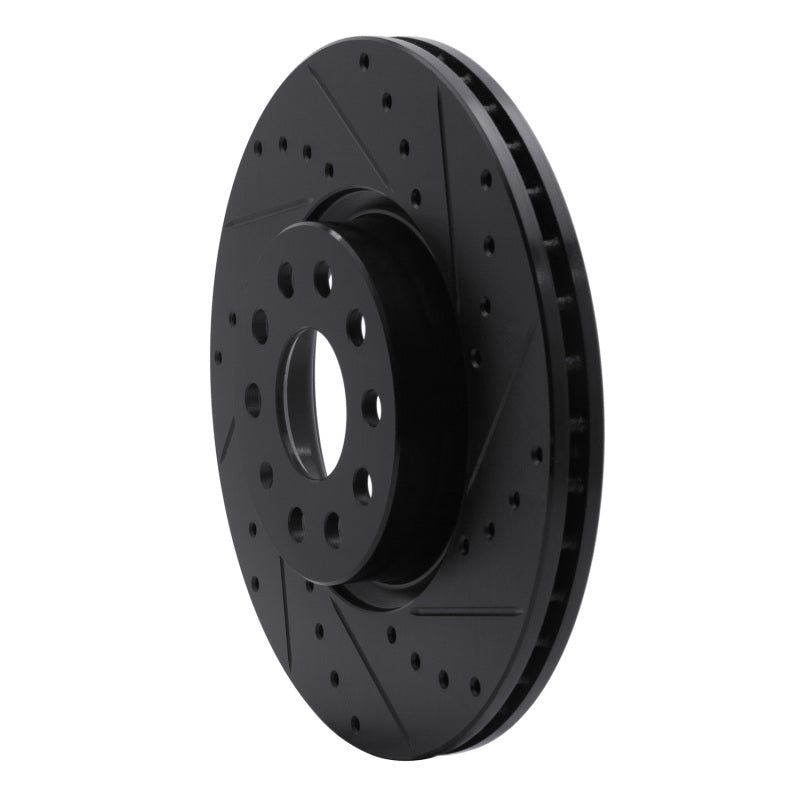 R1 2005-2025 Audi A3 Quattro Front Right Drilled & Slotted Black Brake Rotor