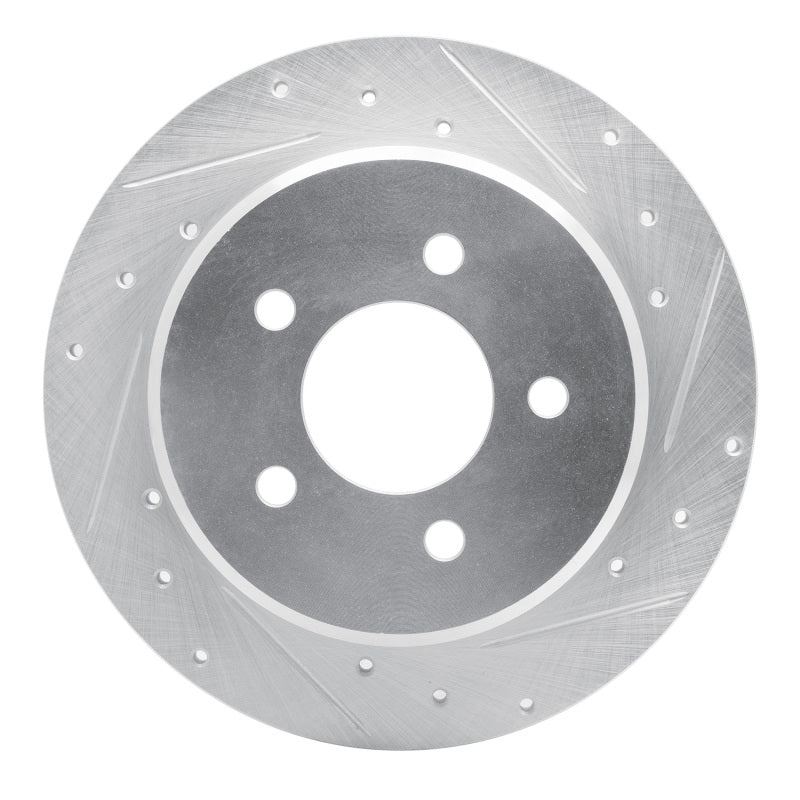 R1 97-07 Chrysler Town & Country Rear Right Drilled & Slotted Silver Brake Rotor