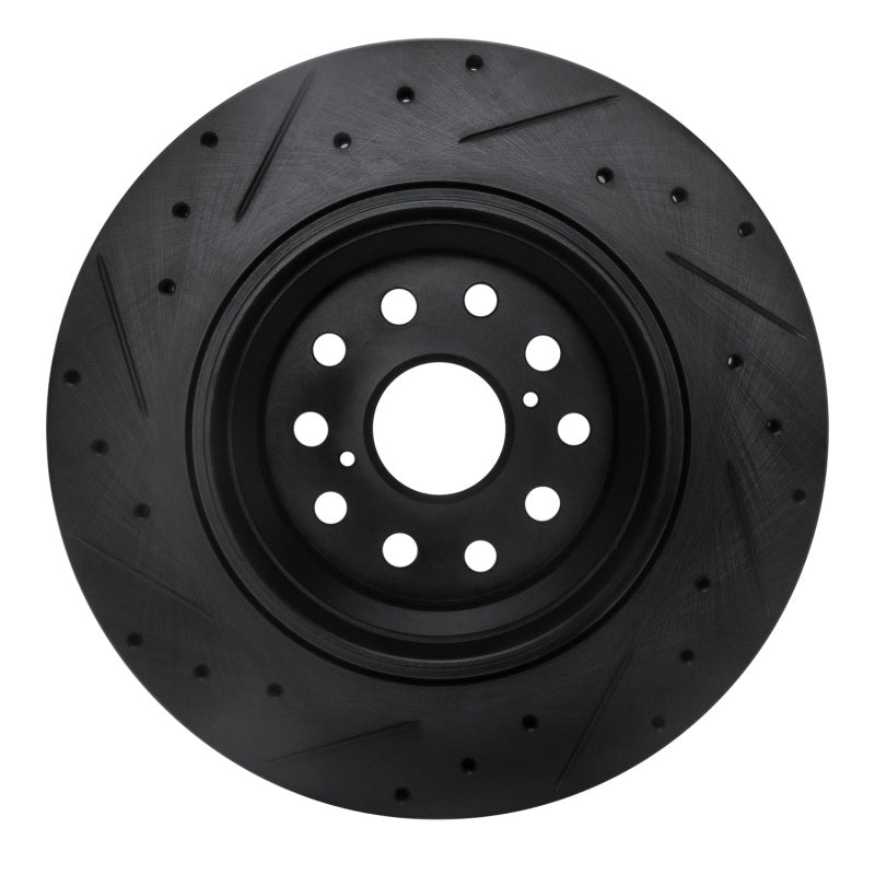 R1 07-17 Lexus LS460 Right Rear Drilled & Slotted Black Brake Rotor