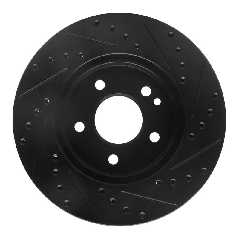 R1 94-97 Mercedes-Benz C280 Front Left Drilled & Slotted Black Brake Rotor