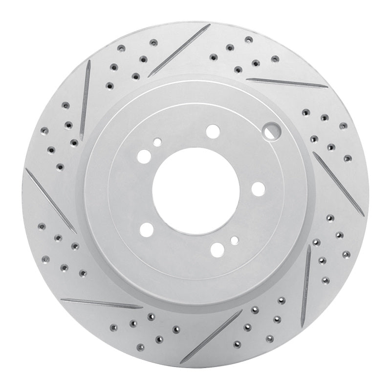 R1 08-15 Mitsubishi Lancer Rear Left Drilled & Slotted Geo-Carbon Rotor