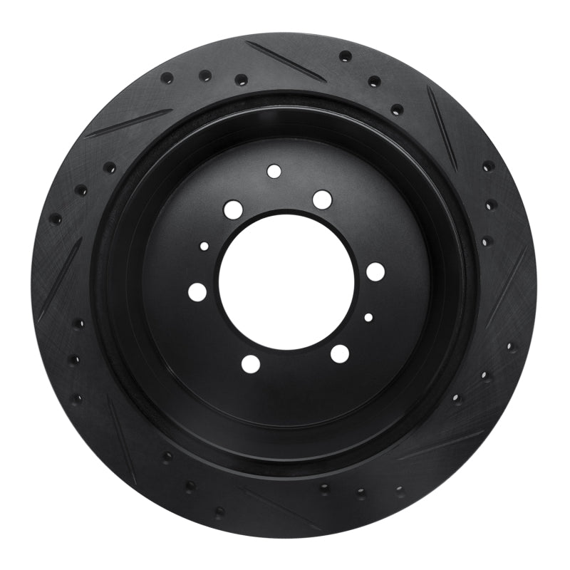 R1 1993-1997 Lexus LX450 Rear Left Drilled & Slotted Black Brake Rotor