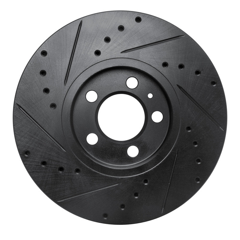 R1 96-98 Volkswagen Jetta Sedan Front Right Drilled & Slotted Black Brake Rotor