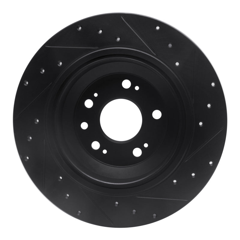 R1 09-14 Acura TL Rear Left Drilled & Slotted Black Brake Rotor