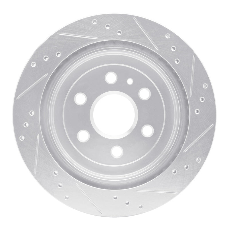 DFC 10-16 Cadillac SRX Rear Left Drilled & Slotted Silver Brake Rotor