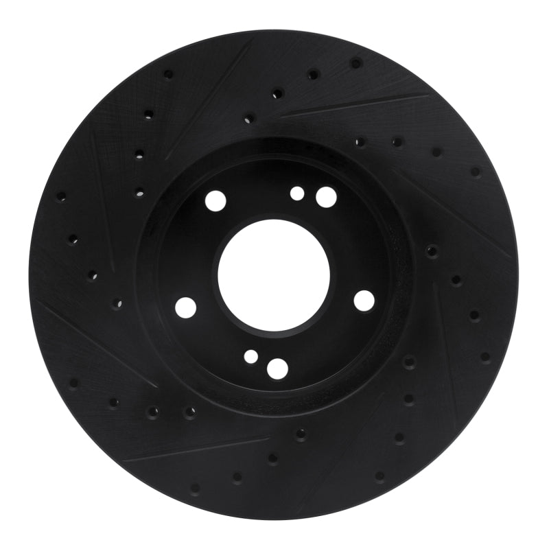 R1 90-97 Infiniti Q45 Front Right Drilled & Slotted Black Brake Rotor