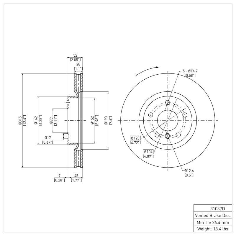 DFC 95-02 BMW Z3 Right Front Brake Rotor