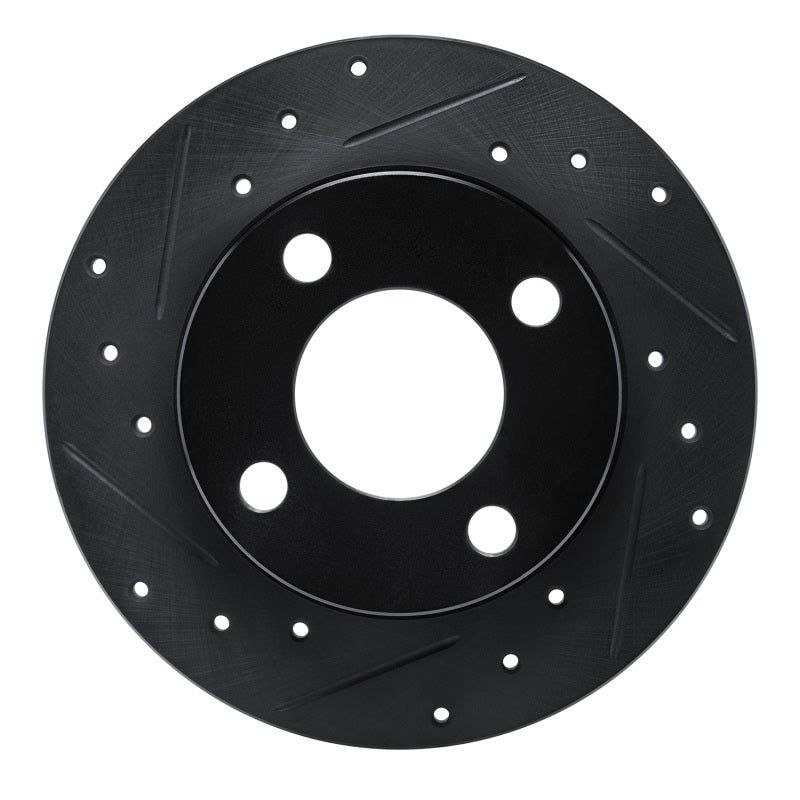 R1 89-91 Audi 100 Quattro Rear Left Drilled & Slotted Black Brake Rotor