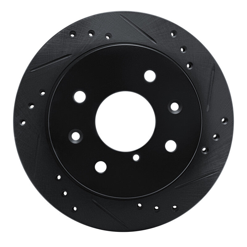 R1 84-85 Mazda RX-7 Rear Right Drilled & Slotted Black Brake Rotor