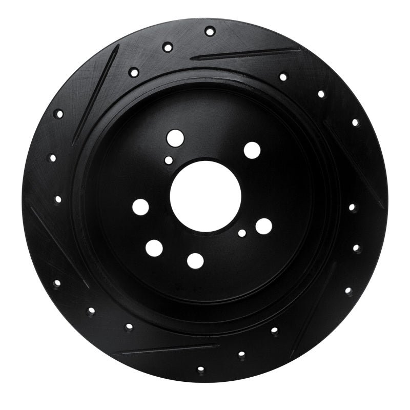 R1 06-15 Lexus IS250 Rear Right Drilled & Slotted Black Brake Rotor