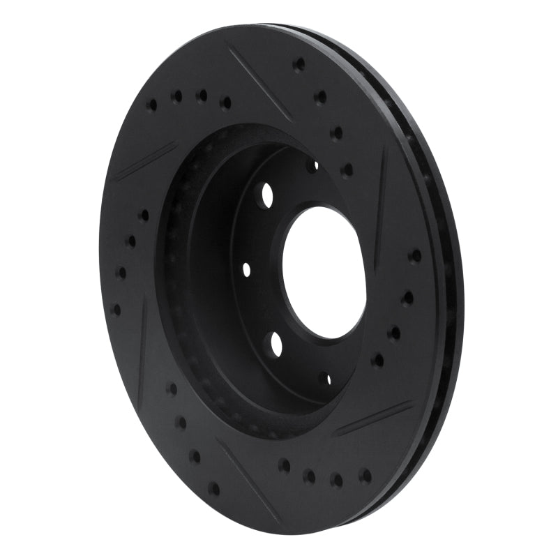 R1 84-06 Honda Civic Hatchback Front Left Drilled & Slotted Black Brake Rotor