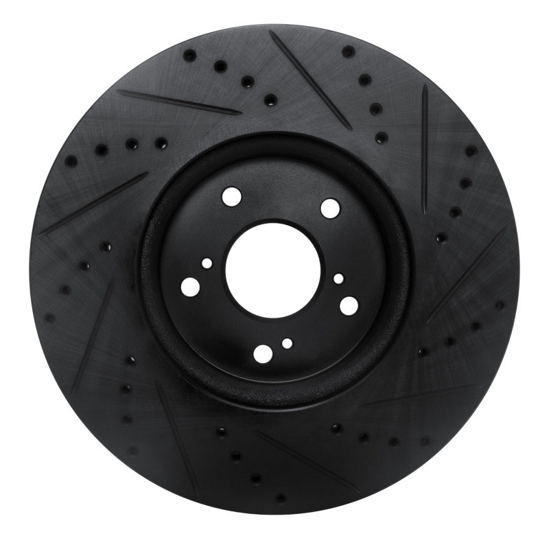 R1 2013-2025 Acura Integra Front Left Drilled & Slotted Black Brake Rotor