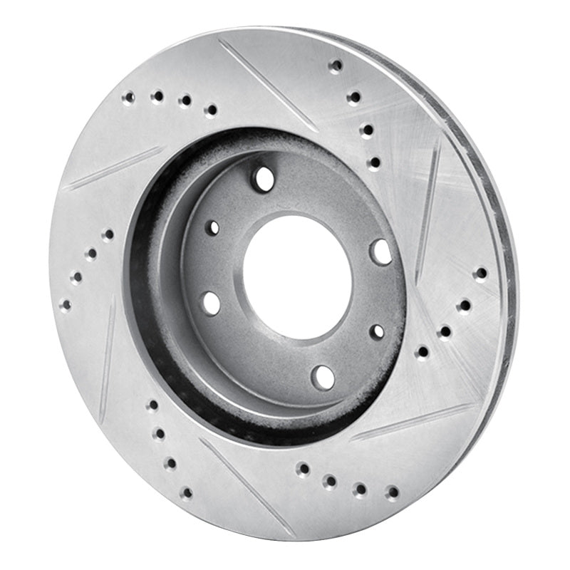 R1 04-04 Mitsubishi Lancer Front Left Drilled & Slotted Silver Brake Rotor