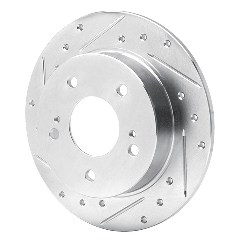 R1 94-98 Nissan 240SX Rear Left Drilled & Slotted Silver Brake Rotor
