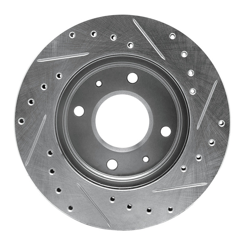 R1 85-91 Dodge COLT Front Left Drilled & Slotted Silver Brake Rotor