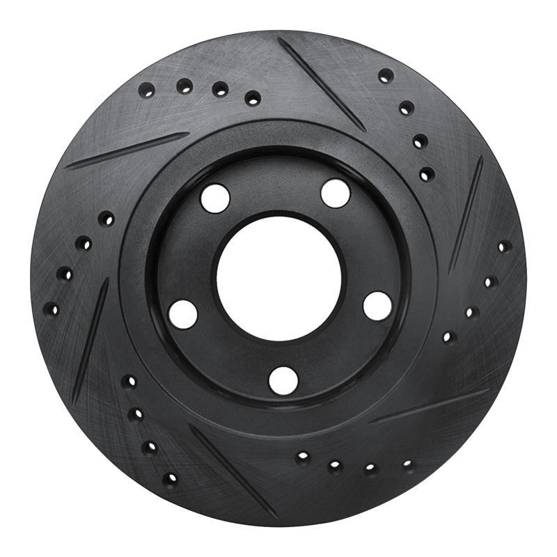 R1 00-02 Audi S4 Rear Left Drilled & Slotted Black Brake Rotor