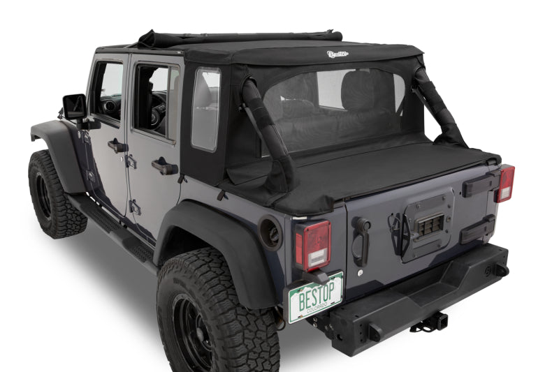 Bestop 07-18 Jeep Wrangler JK 4-Door Halftop Soft Top (Black Diamond)