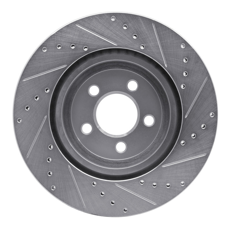 R1 05-23 Chrysler 300 Front Left Drilled & Slotted Silver Brake Rotor