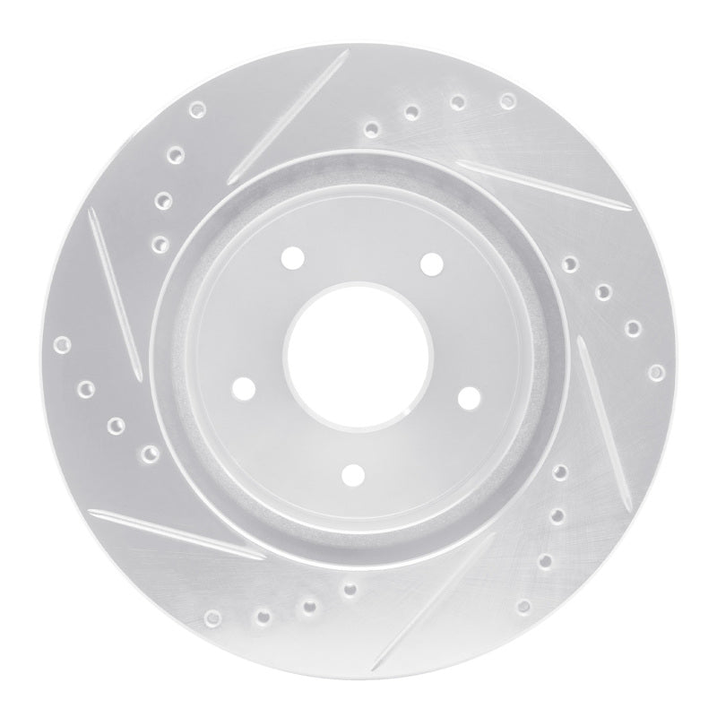 R1 63-82 Chevrolet Corvette Front Right Drilled & Slotted Silver Brake Rotor