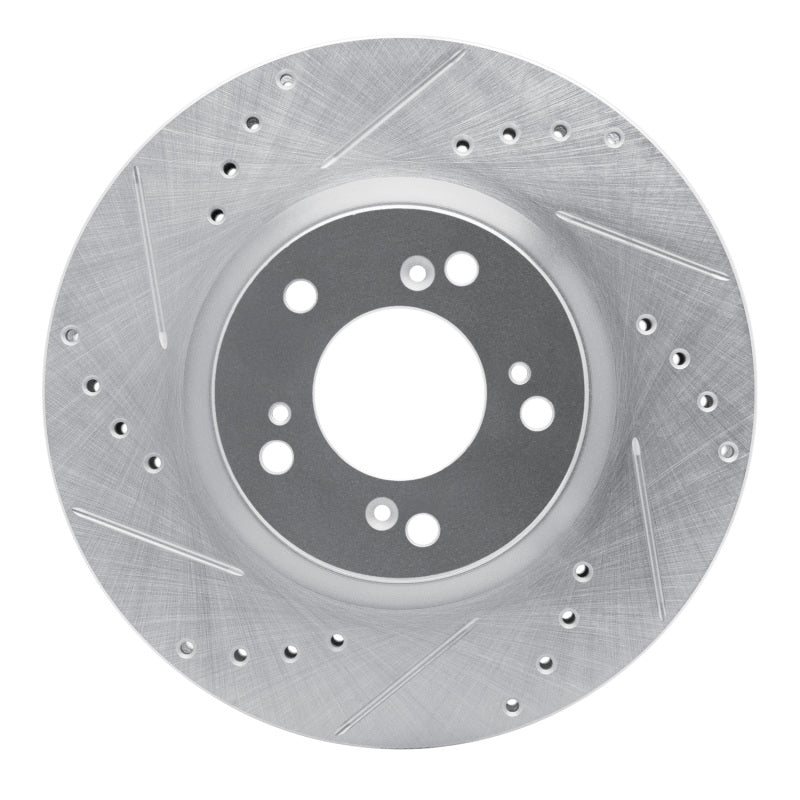 R1 00-09 Honda S2000 Front Left Drilled & Slotted Silver Brake Rotor