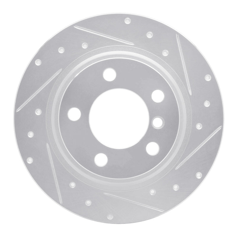 R1 13-16 Mini Cooper Countryman Rear Right Drilled & Slotted Silver Brake Rotor