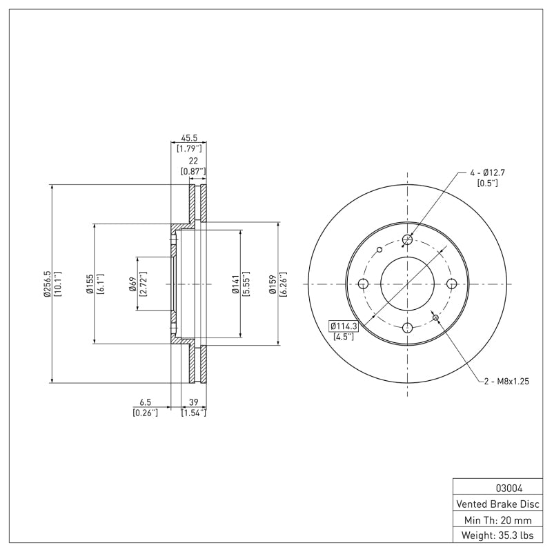 R1 89-98 Hyundai Sonata Front Brake Rotor