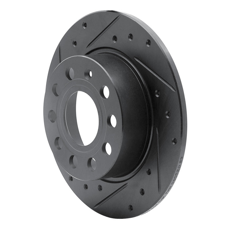 R1 10-19 Audi A3 Rear Left Drilled & Slotted Black Brake Rotor