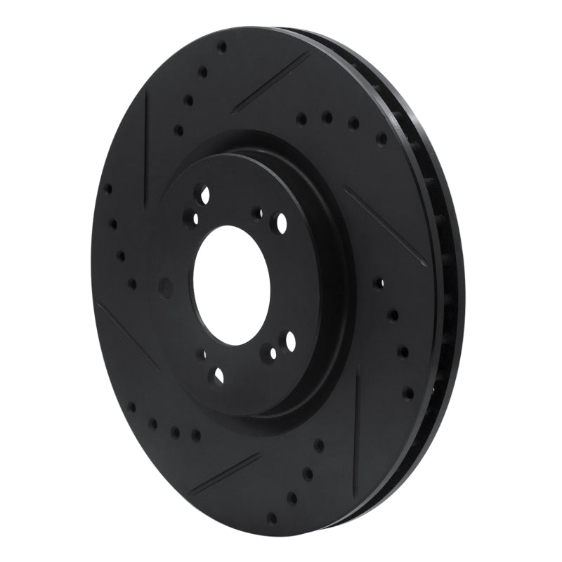 R1 00-09 Honda S2000 Front Left Drilled & Slotted Black Brake Rotor