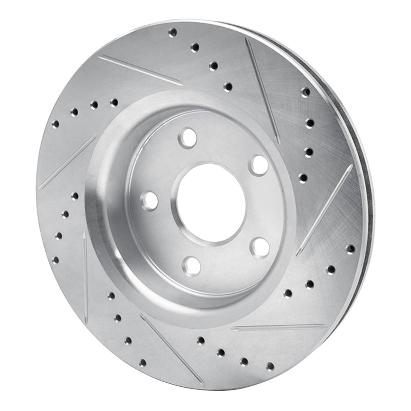 R1 05-10 Jeep Commander Front Left Drilled & Slotted Silver Brake Rotor