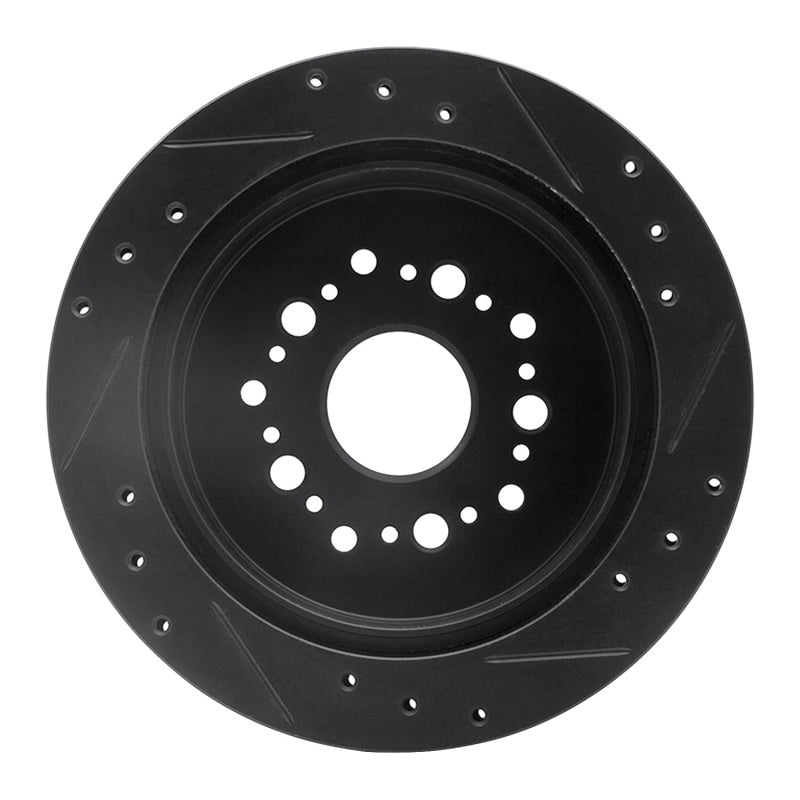 R1 92-98 Lexus SC300 Rear Left Drilled & Slotted Black Brake Rotor