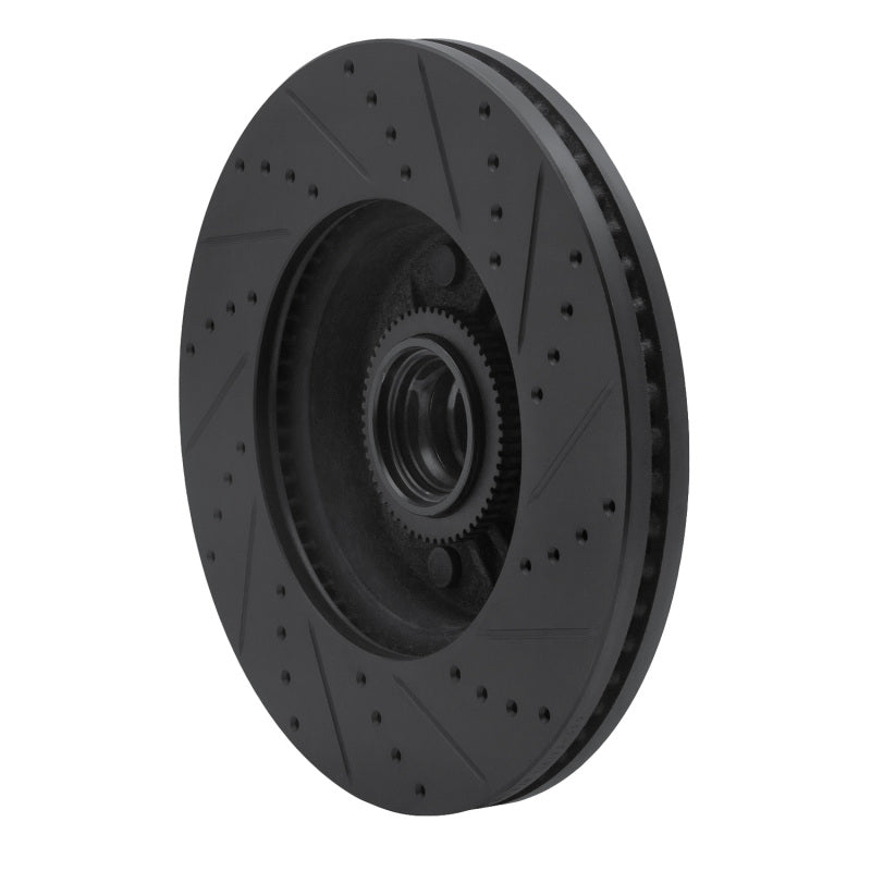 R1 04-06 Ford E-150 Club Wagon Front Left Drilled & Slotted Black Brake Rotor
