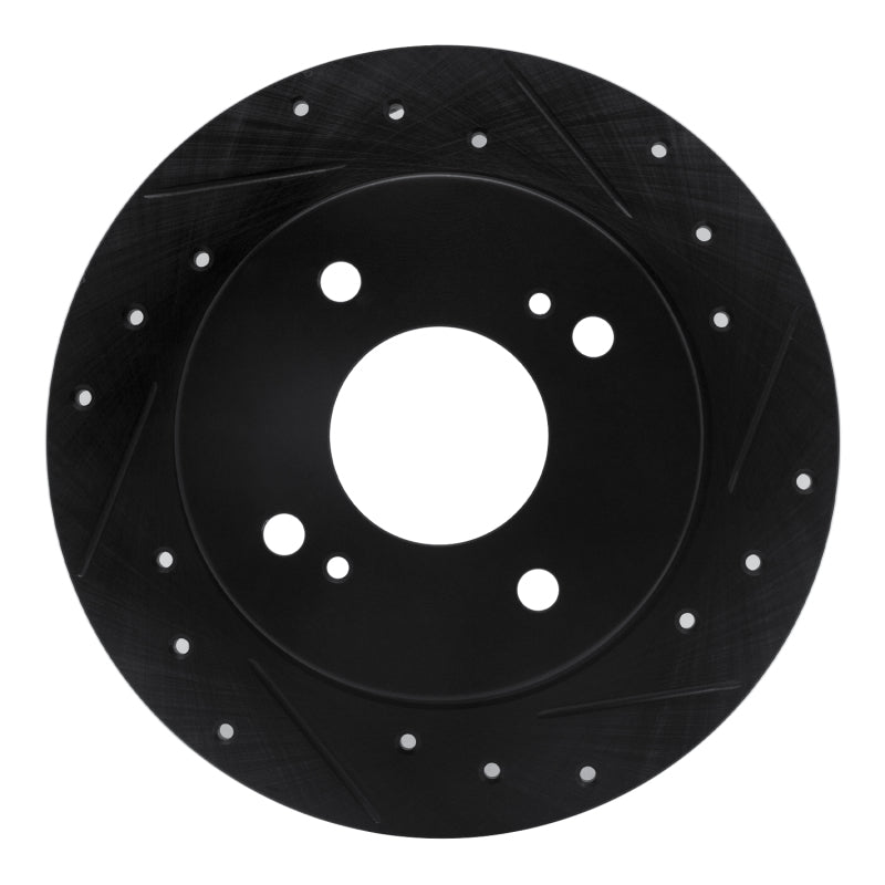 R1 90-06 Infiniti G20 Rear Right Drilled & Slotted Black Brake Rotor