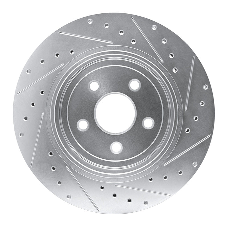R1 06-10 Jeep Grand Cherokee Rear Left Drilled & Slotted Silver Brake Rotor