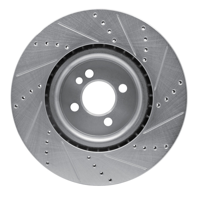 R1 13-13 Mini Cooper (Excl Clubman) Front Left Drilled & Slotted Silver Brake Rotor