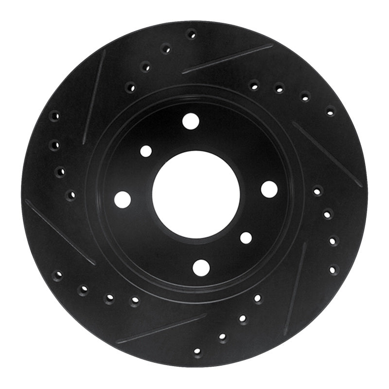 R1 89-13 Infiniti G20 Front Right Drilled & Slotted Black Brake Rotor