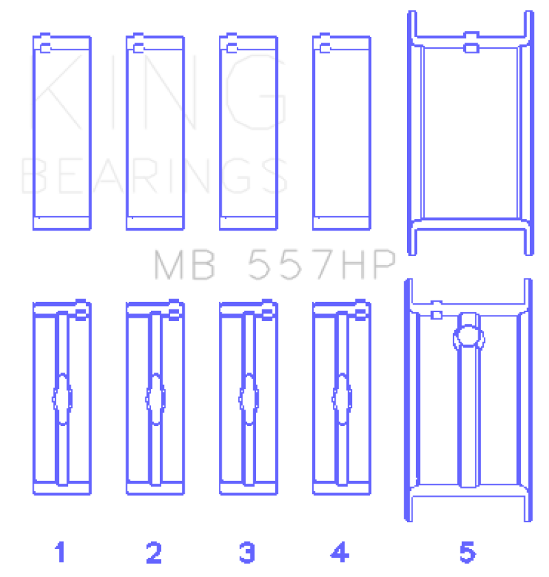 King Engine Bearings GM 262/267/302/307/327/350 (Size 010) Performance Main Bearing Set
