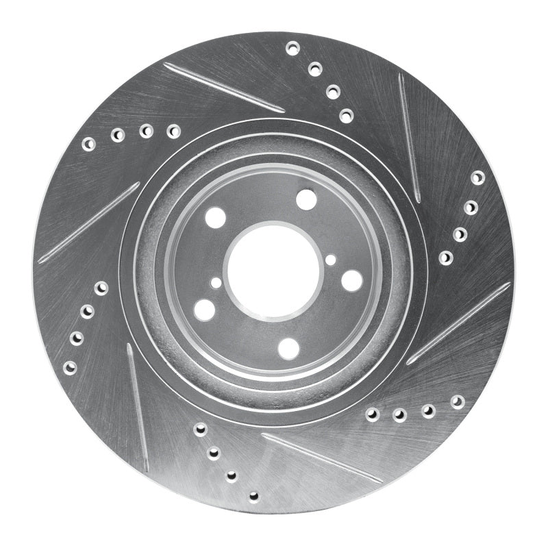 R1 04-25 Scion FR-S Front Left Drilled & Slotted Silver Brake Rotor