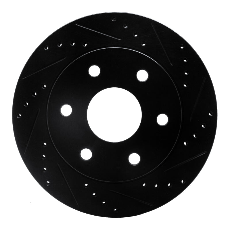 R1 2021-2025 Ford F-150 RWD Rear Right Drilled & Slotted Black Brake Rotor