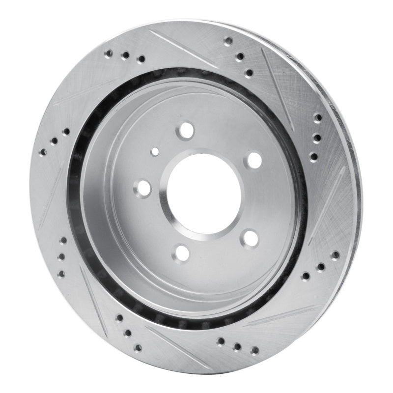R1 03-11 Cadillac CTS Rear Left Drilled & Slotted Silver Brake Rotor