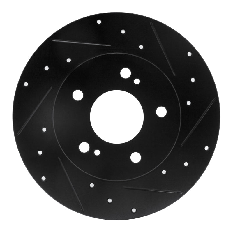 R1 94-04 Infiniti I30 Rear Right Drilled & Slotted Black Brake Rotor