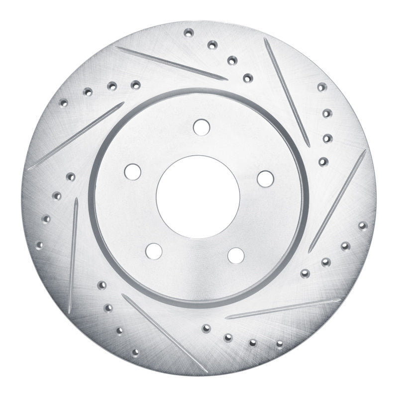 R1 19-24 Infiniti QX50 Rear Right Drilled & Slotted Silver Brake Rotor
